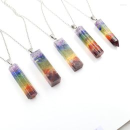 Hanger kettingen Natural Crystal Stone 7 Chakra Orgone Reiki Healing ketting Handgemaakte hars Crafts Chips Dropship