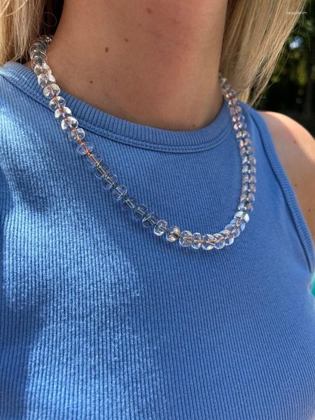 Collares colgantes Gargantilla de piedra de cristal natural Collar de diseño creativo para mujer Fashio blanco Adecuado para todas las ocasiones Joyería