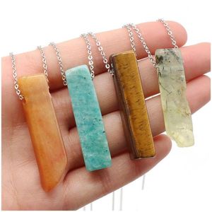 Pendentif Colliers Cristal Naturel Pierre Minérale Irregar Rec Quartz Pendum Amazonite Oeil De Tigre Lapsi Cristaux Guérison Goutte Livraison J Dh2Pn