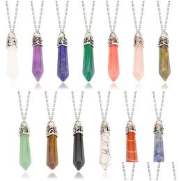 Hanger kettingen Natural Crystal Stone Single Point Hexagon Fashion Necklace Charms Sieraden Geschenk verjaardagscadeaus voor vrouwen W DHGARDEN DHZCS