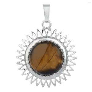 Pendentif Colliers Naturel Pierre De Cristal Forme De Soleil Pour Hommes Femmes Fabrication De Bijoux DIY Collier Accessoires