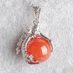 Pendentif Colliers Naturel Dragon Griffe Pendentif Rond Agate Rouge Pierres Pendum Collier Pour Hommes Femmes Bijoux Reiki Amet Cadeau N Yydhhome Dhxtl