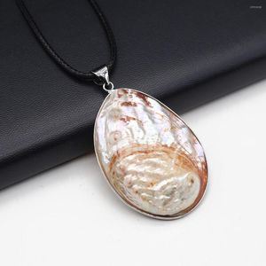 Pendentif Colliers Naturel Ellipse Forme Blanc Abalone Shell Pendentifs Collier Pour Femmes Et Hommes Mode Bijoux Cadeau 60x40mm