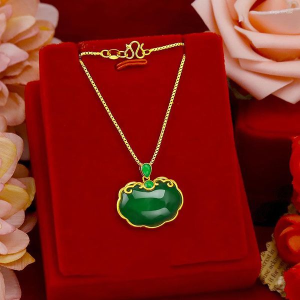 Pendentif Colliers Naturel Émeraude Pierres Précieuses Jade Or Collier Couleur Jaune Clair Bijoux Pour Femmes De Mariage Fiançailles Cadeaux