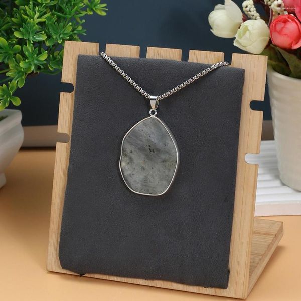 Collares con colgantes, collar de labradorita con destello Natural, abalorios de piedra de ágata de forma Irregular para hacer joyería DIY, regalo de fiesta