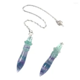 Hanger Kettingen Natuurlijke Fluoriet 7 Chakra Kristallen Stenen Slingers Voor Healing Quartz Reiki Wichelroedelopen Waarzeggerij Slinger Pendulo Sieraden