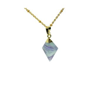 Hanger kettingen Natuurlijke fluorietkwarts ketting voor vrouwen groene kristal piramide regenboog lange gouden ketting drop levering sieraden pend dhvdt