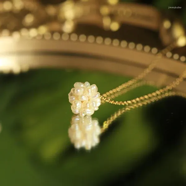 Pendentif Colliers Naturel Eau Douce Baroque Perle Cluster Fleur Collier Pour Femmes Mariage Fine Bijoux Tempérament Délicat Mode