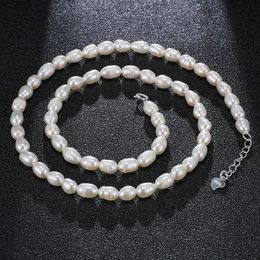 Colliers pendentifs perles d'eau douce naturelles collier en forme de riz petites perles 4.5-5.5mm 925 chaîne en argent Sterling mode bijoux élégants pour les femmes 231115