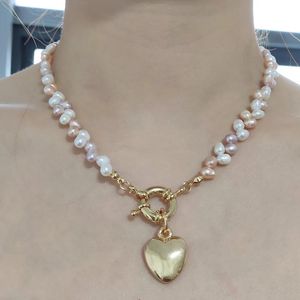 Hanger kettingen natuurlijke zoetwaterparels vrouwen trendy goud kleur hart ketting handgemaakte hoogwaardige sieraden Valentijnsdag cadeauspe