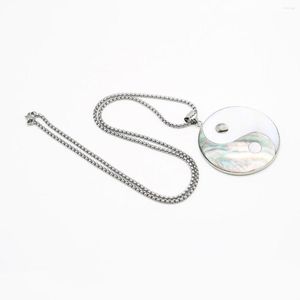 Pendentif Colliers Perles De Coquille D'eau Douce Naturelle Collier De Nacre Tai Chi Array Rond Charmes Exquis Pour La Fabrication De Bijoux Bricolage