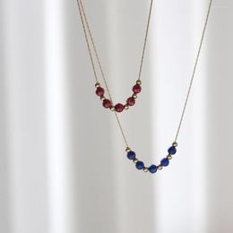 Hanger kettingen natuurlijke granaat lapis lazuli roestvrij staal vintage mode ketting charme 18k gouden plating sieraden