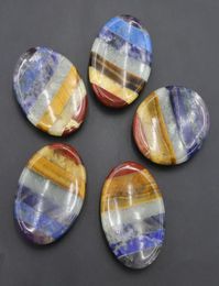 Colliers pendants GEM NATUREL 7 Chakra Energy Thumb Concave Smooth Massage Stone Reiki Healing Meditation Crystal Spiritual Therap9924163