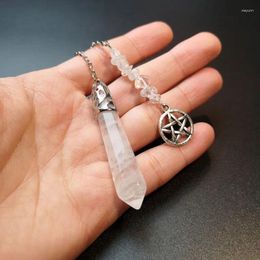 Colliers pendants Crystals de pierre de pierre naturelle Pendulum pour la divination Dowsing White Clear Quartz Star of David Hexagram Chain Pendulo X190