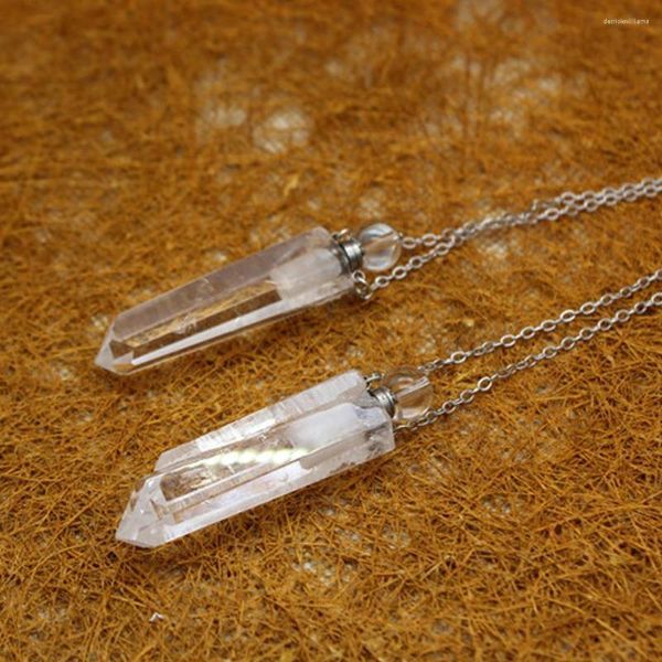 Pendentif Colliers Pierre Naturelle Pierre Irrégulière Quartz Clair Blanc Cristal Point Pendule Pour Collier Femmes Boule Conception