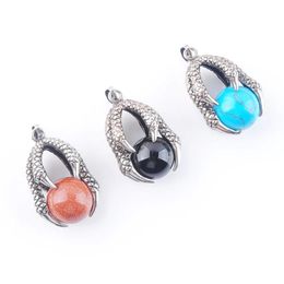 Hangende kettingen Natuurlijke edelstenen hangers Pendum 16mm Ball Bead Dragon Claw Amethyst Opal enz. Charms retro accessoires Heren Juwel