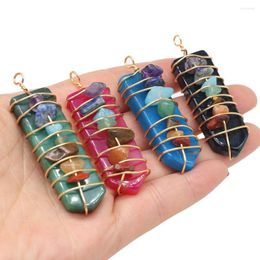 Hanger Kettingen Natuurlijke Edelsteen Reiki Chakra Healing Crystal Handgemaakte Wire Wrap Aventurijn Jades Charms DIY Sieraden Maken Ketting