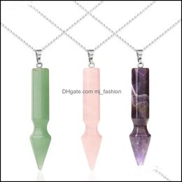 Colliers pendentifs pierre précieuse naturelle cône pendentif collier cristal de guérison Quartz Reiki Chakra pierres précieuses 18 pouces femmes Gi Dhseller2010 Dhhof