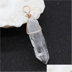 Collares pendientes Piedras preciosas naturales Irregar Rough Net Stone Colgantes Crystal Quartz Necklace Charms Diy Jewelry For Uni Reiki Drop Del Dhnkf