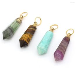 Pendentifs Colliers Pendentifs de pierres précieuses naturelles Charms Améthystes Amazonites Bouteille de parfum pour la fabrication de bijoux de mode DIY Collier Artisanat