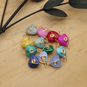 Pendentifs Colliers Pendentifs de pierres précieuses naturelles Gold Color Wire Wrap Heart Opal Charms pour la fabrication de bijoux DIY Collier Boucle d'oreille Accessoires