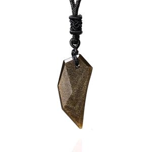 Hanger kettingen Natural Gold Obsidian Wolf Tand ketting mode sieraden vintage geïnspireerde spike amulet met ketting voor mannen vrouwen