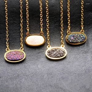 Hanger kettingen Natuurlijke Goldtone gecoate delicate Druzy Stone Light Weight Fashion Trendy ketting voor vrouwen en meisjes