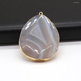 Pendentif Colliers Naturel Gris Agate Pierre Gemmes En Forme De Goutte À La Main Artisanat Vintage Collier Accessoires Faire Pour Femme Taille 40x55mm