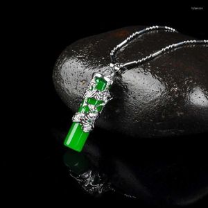 Hanger kettingen natuurgroen Hetian jade 925 zilveren ketting Chinese jadeite amulet mode charme sieraden geschenken voor vrouwen haar