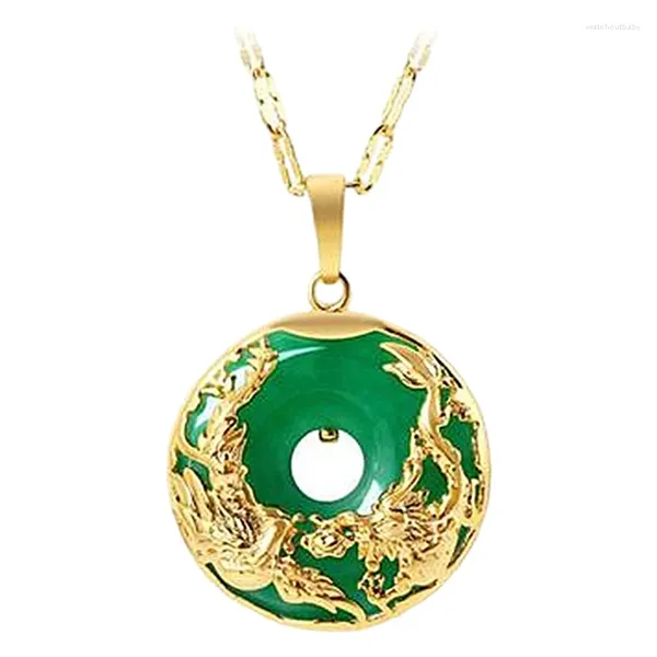Collares colgantes Natural Verde Hetian Jade Dragón Phoenix Collar Chino Jadeíta Amuleto Moda Encanto Joyería Regalos