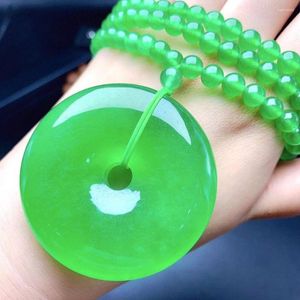 Hanger kettingen natuurlijke groene jade donut kralen ketting vrouwen fijne sieraden echte high -grade a myanmar jadeite charm sweater ketting