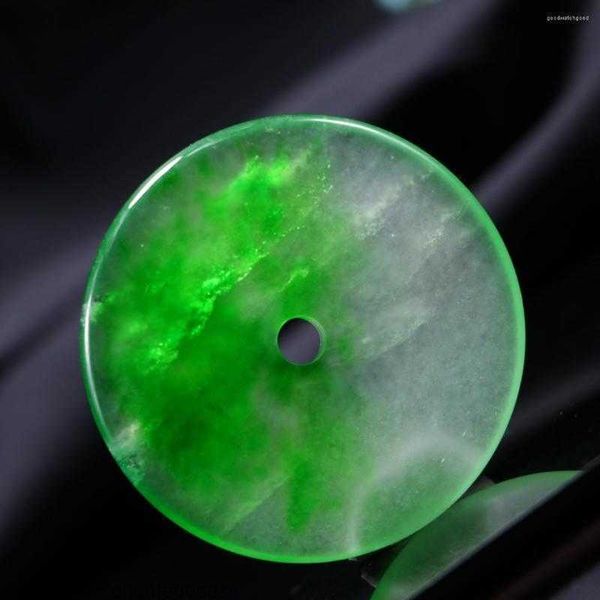 Colliers pendants Collier de beignet de jade vert naturel Men de femmes Véritable Myanmar Jadeite High Grade A Jades Donut Lucky Charms Amulets