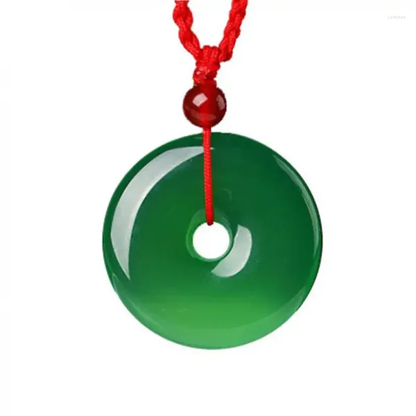 Pendentif Colliers Naturel Vert Jade Donut Femmes Hommes Véritable Chrysoprase Charmes Bijoux Calcédoine Amulette Cadeaux Pendentifs Ronds