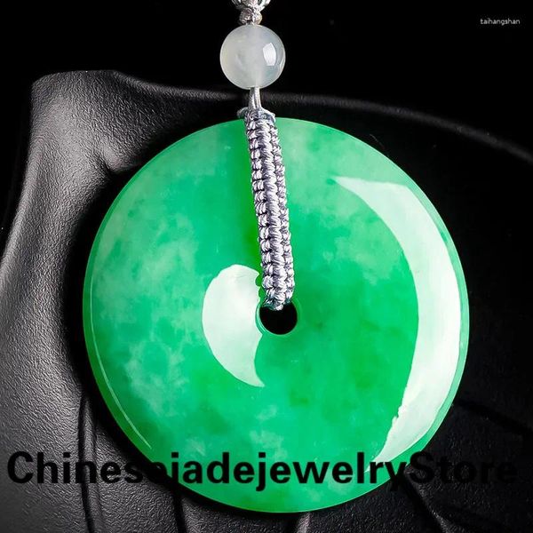 Collares colgantes Collar de donas de jade verde natural Hombres Mujeres Genuino Myanmar Jadeíta con certificado Birmania Jades Piedra Donut