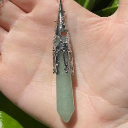 Pendentif Colliers Naturel Vert Quartz Pendule Divination Collier Hexagonal Prisme Guérison Chakra Énergie Esprit Suspendu Reiki Bijoux Cadeau