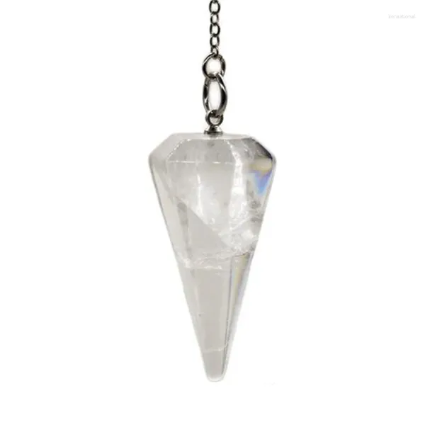 Collares colgantes Curación natural Cristal Cuarzo Hexagon Pyramid Reiki Pendulum Divinación Dowsing Chakra Stone Pendulos Amulet Joyería