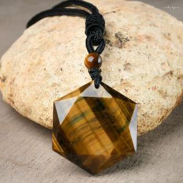 Pendentif Colliers Naturel Guérison Cristal Quartz Collier Hexagramme Étoile Oeil De Tigre Pierre Charme Ras Du Cou Pour Hommes Femmes Yoga Bijoux Accessoire