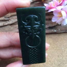 Colliers pendants Natural Hetian Qing Yu Animal Jaderie jade Lucky Exorcise Evil Esprits Amuletes de bon augure fin