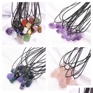 Colliers pendants Natural Irregar Fluorite Amethyst Pink Crystal Collier Energy Stone Healing Meditation Yoga Gift Wholesal Dhgarden DHLWC