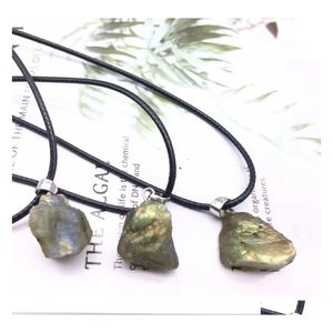 Pendentif Colliers Naturel Irregar Brut Labradorite Pierre Guérison Cristal Collier De Pierres Précieuses Femmes Bijoux Drop Delivery Pendentifs Dhmhu