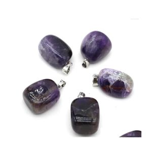 Colliers de pendentif pendentifs en pierre d'irregar naturel accessoires de collier d'am￩thyste poli pour le bracelet de cristal violet dhyvl de fabrication de bijoux