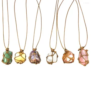 Pendentif Colliers Naturel Irrégulier Rock Cristal Gem Polissage Pierre Brute Collier Corde Wrap Minéral Quartz Bijoux Main-coud