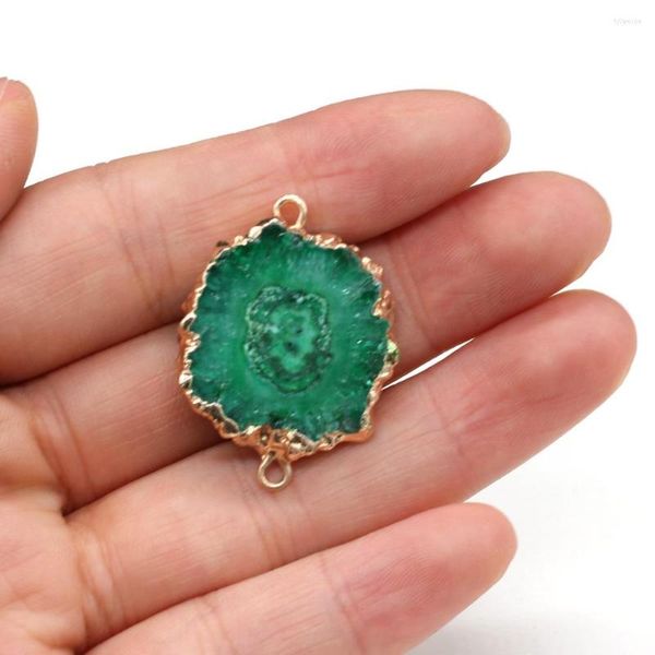 Pendentif colliers naturel irrégulier rond vert Agate connecteur breloques pour la fabrication de bijoux collier à faire soi-même accessoires en gros