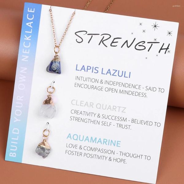 Collares colgantes Mineral de collar de piedra irregular con colgantes de encanto intercambiables los lapislázuli regalos de aguamarina