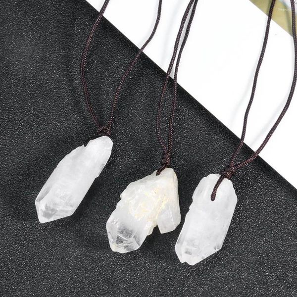 Collares pendientes Natural Irregular Cristal blanco Cuarzo Collar de una sola punta Yoga Curación Desmagnetización Reiki Energía Suéter Cadena Joyería