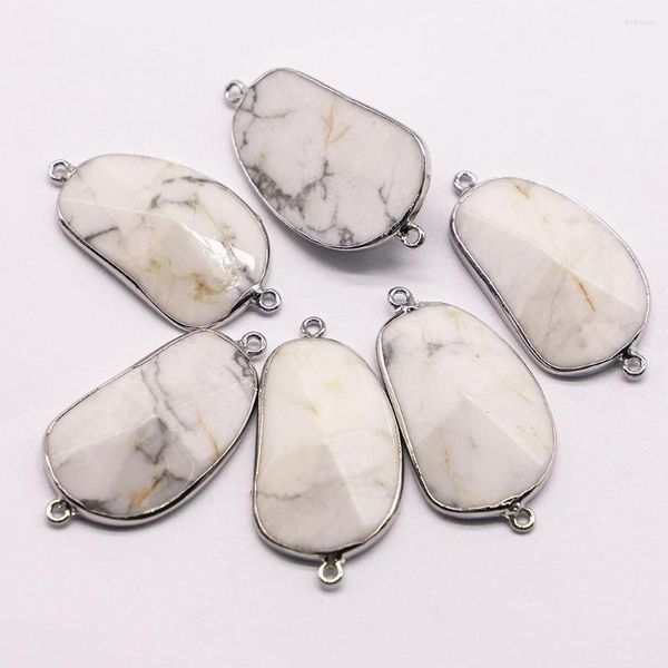 Collares colgantes Natural Irregular Blanco Turquesa Piedra Conector Rebanada Borde Plateado Reiki Encantos Joyería Al Por Mayor 5 Unids