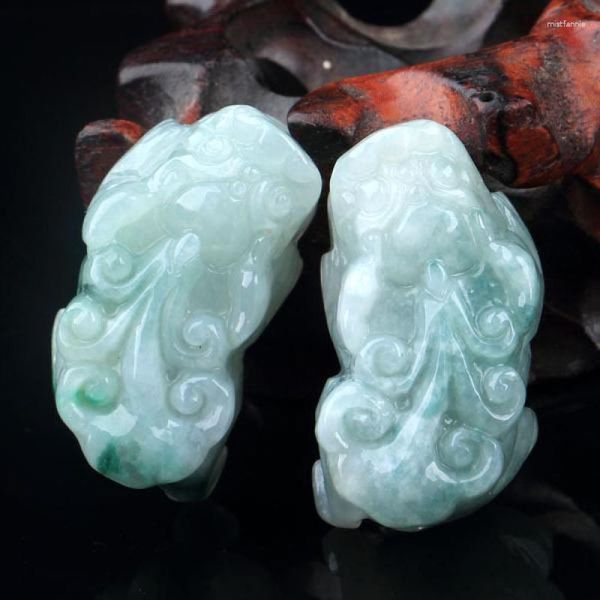 Pendentif Colliers Naturel Jade Pixiu Collier Hommes Femmes Fine Bijoux Myanmar Jadeite Fleur Flottante Birmanie Jades Pierre