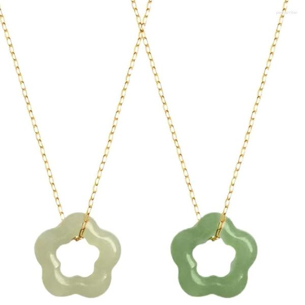 Pendentif Colliers Naturel Jade Fleur De Prunier Collier Simple Clavicule Délicat Ras Du Cou Exquis Bijoux Pour Femmes Hommes