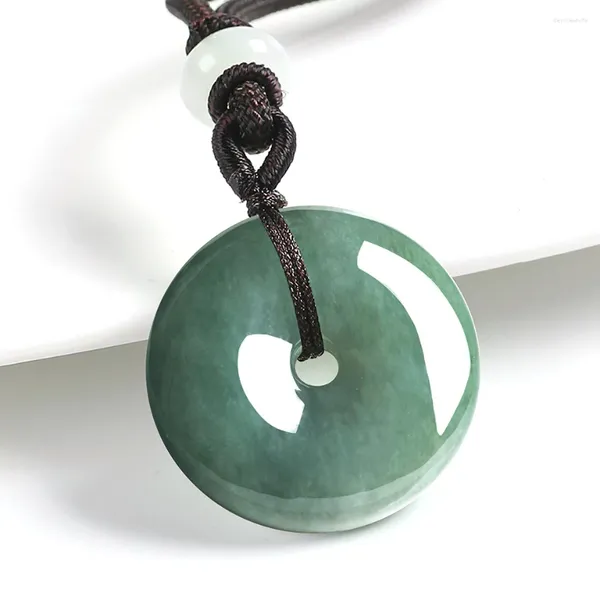 Collares colgantes Collar de cadena de cuerda de jade natural para hombre y mujer Estilo antiguo Hebilla de seguridad Geomántico Amuleto Talismán