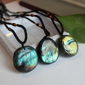 Pendentif Colliers Naturel Labradorite Moonstone Collier Charms Cristal Pour Femmes Hommes Énergie Pierre Spirituelle BijouxPendant237P